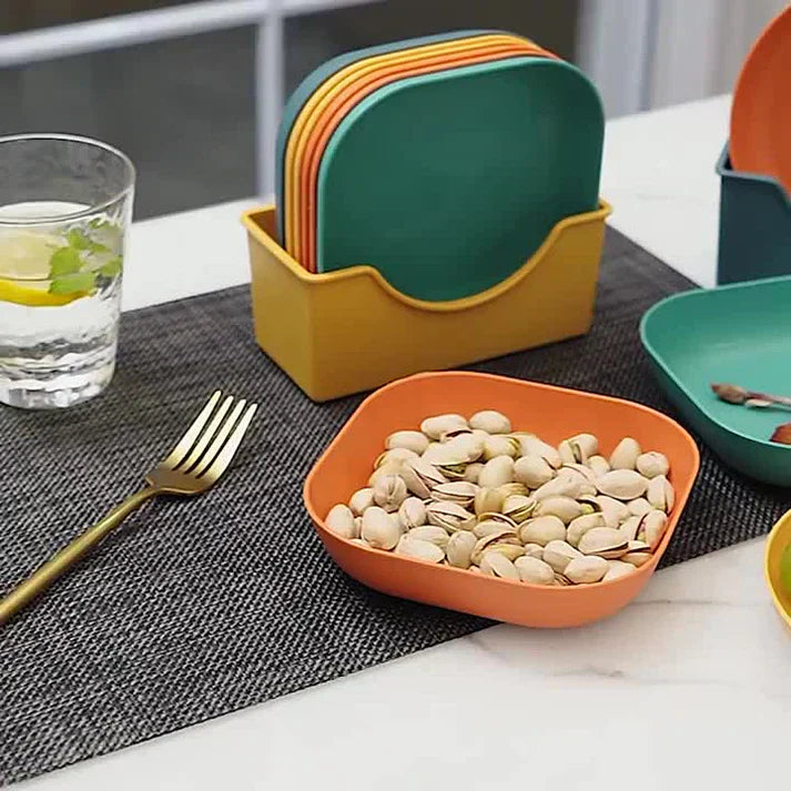 10Pcs Modern Simple snacks Plates with Stand