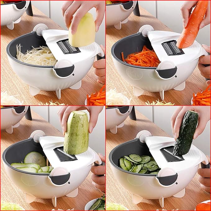 9 In 1 Vegetable Cutter With Drain Basket