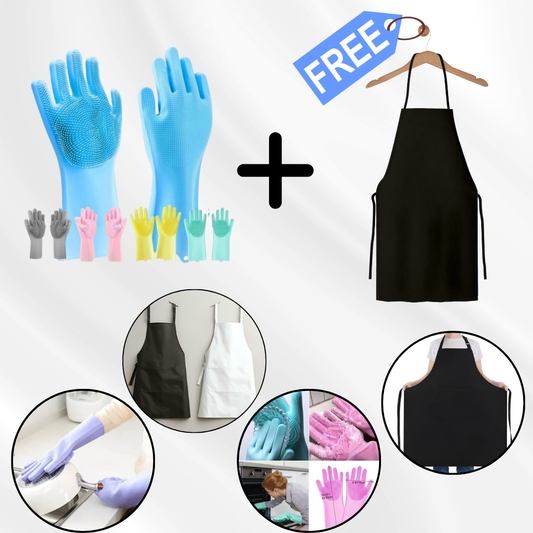 Silicon dish washing gloves + water proof apron