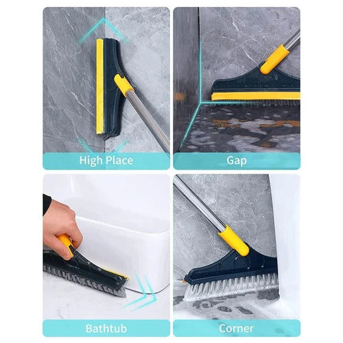 2 In 1  Floor Cleaning Scrub Brush With Wiper