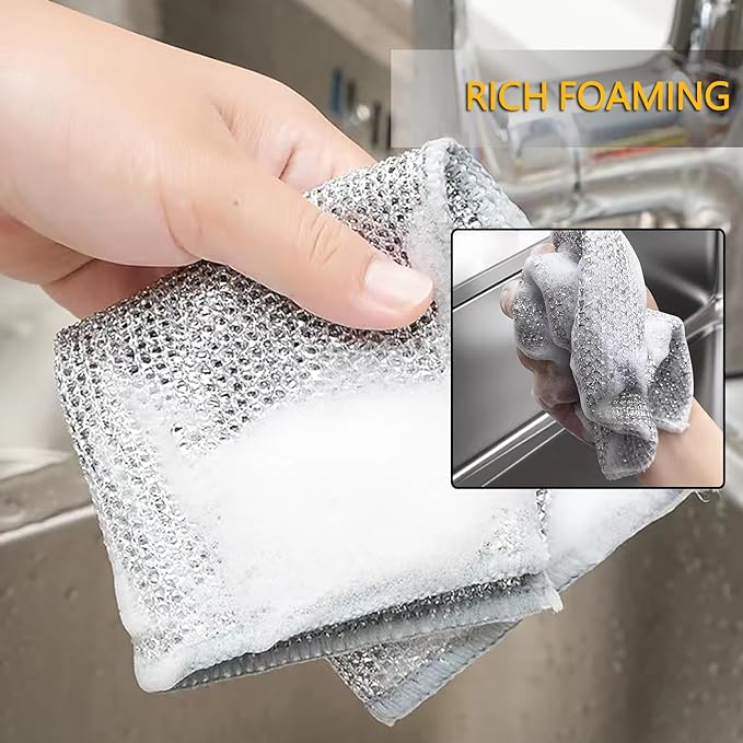 MULTIPURPOSE WIRE DISHWASHING RAGS FOR WET AND DRY - PACK OF 5