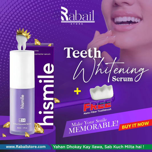 V34 Teeth Whitening Serum With Free Nano Fiber Toothbrush